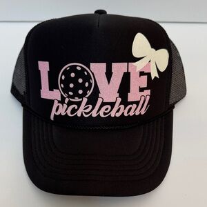 Black and Pink Love Pickleball Cap